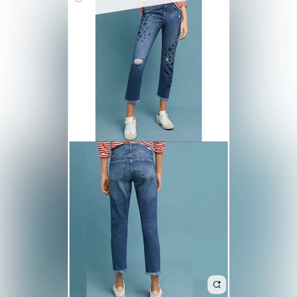 Anthropology pilcro Star-Embellished Blue Jeans. Slim boyfriend size 26